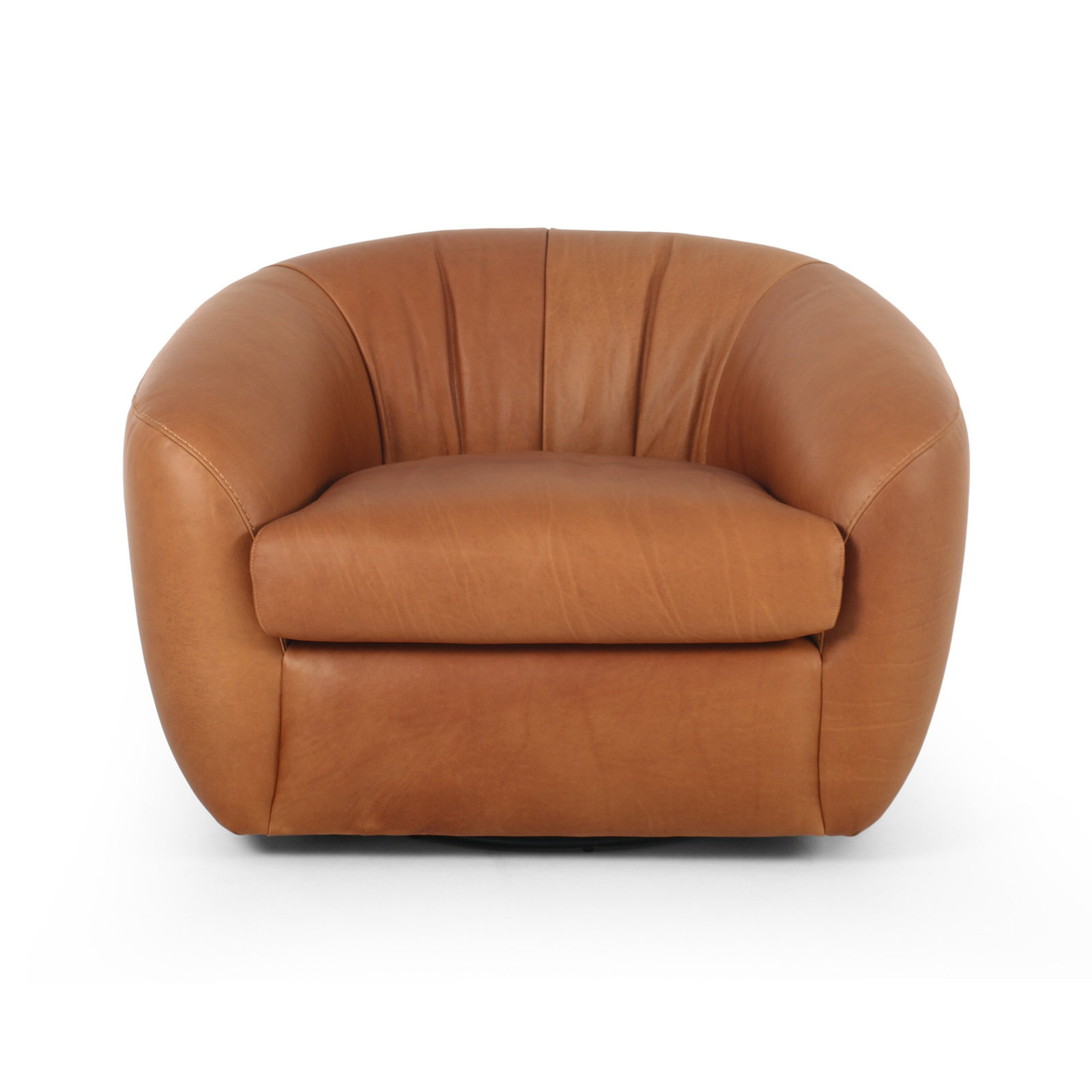 Adele Pine Genuine Leather Swivel Club Chair