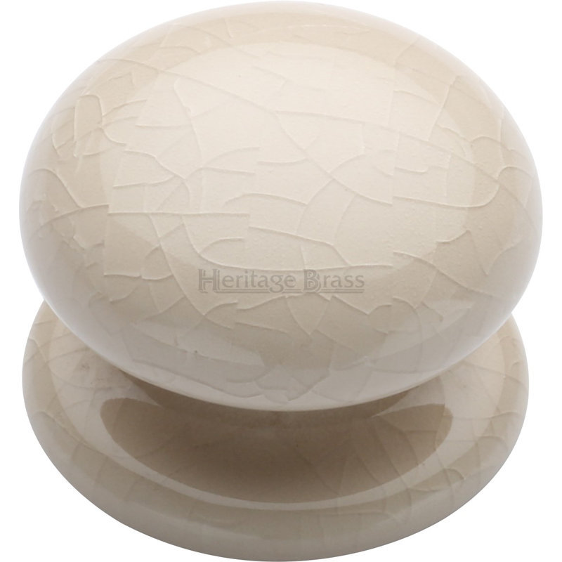 Heritage Brass Cabinet Knob Crackle with Porcelain base, Cream