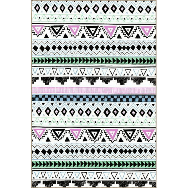 Tapis multicolore à motif géométrique mixte lavable à la machine, Carré 3 pi 3 po