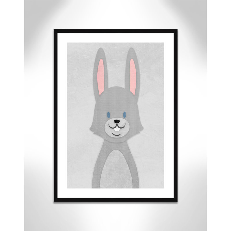 Cheery Bunny Art, 34.5" H x 24.5" W x 1.18" D, Black Box Framed