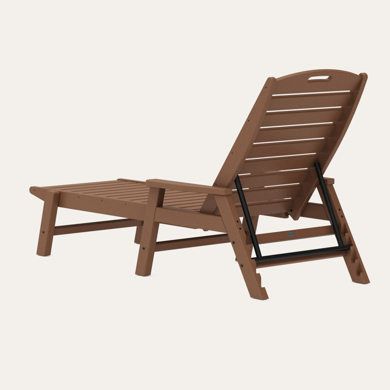 POLYWOOD Nautical Chaise with Arms, Dark Teak