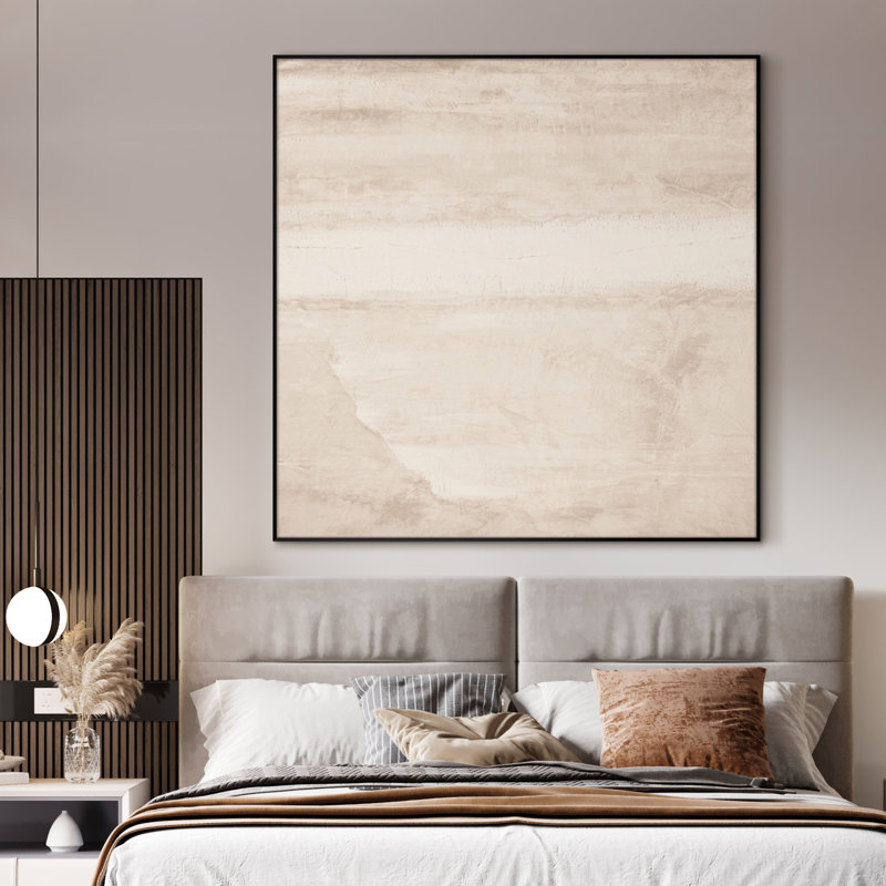 Muted Neutral Abstract Minimalist Illustrations Extra Large Framed Wall Art - Digital Print (Frame Assembly Required)