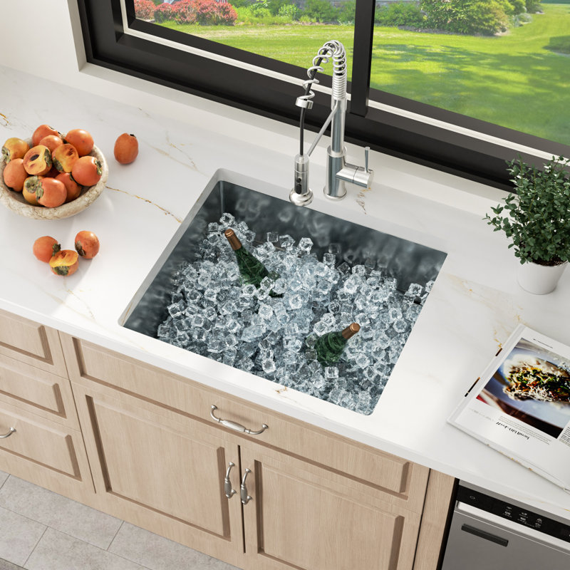 25" L x 22" W Undermount Bar Sink Single Bowl 16 Guage Stainless Steel Bar Kitchen Sink