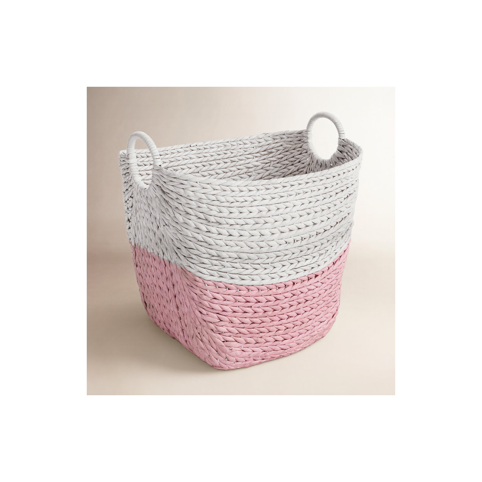 Superior Wicker Basket, 98.94, White/Pink