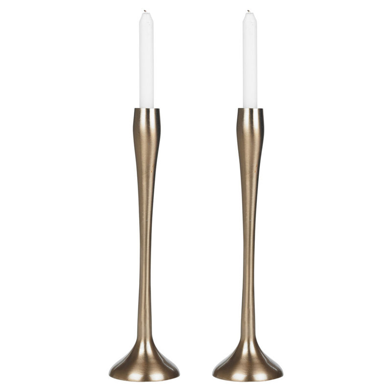 2 Piece Metal Tabletop Candelabra Set, 12.21cm H x 3.54cm W x 3.54cm D, Gold