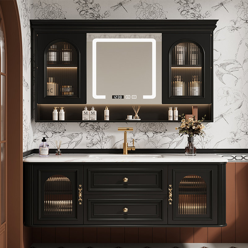 Bathroom cabinet retro American style, 55", Black