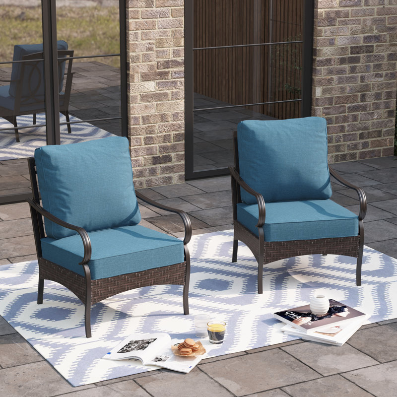 Patio Lounge Chairs With Cushions (set Of 2), Navy