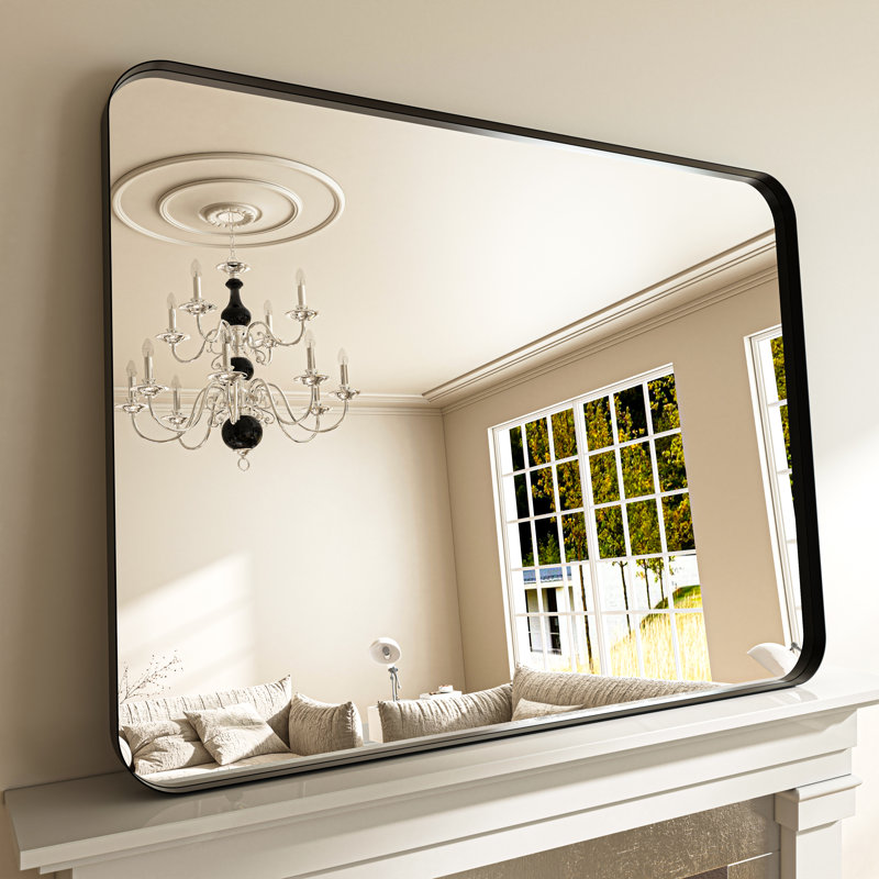 Nicolaos Metal Rectangle Mirror, Black, 60" x 40"