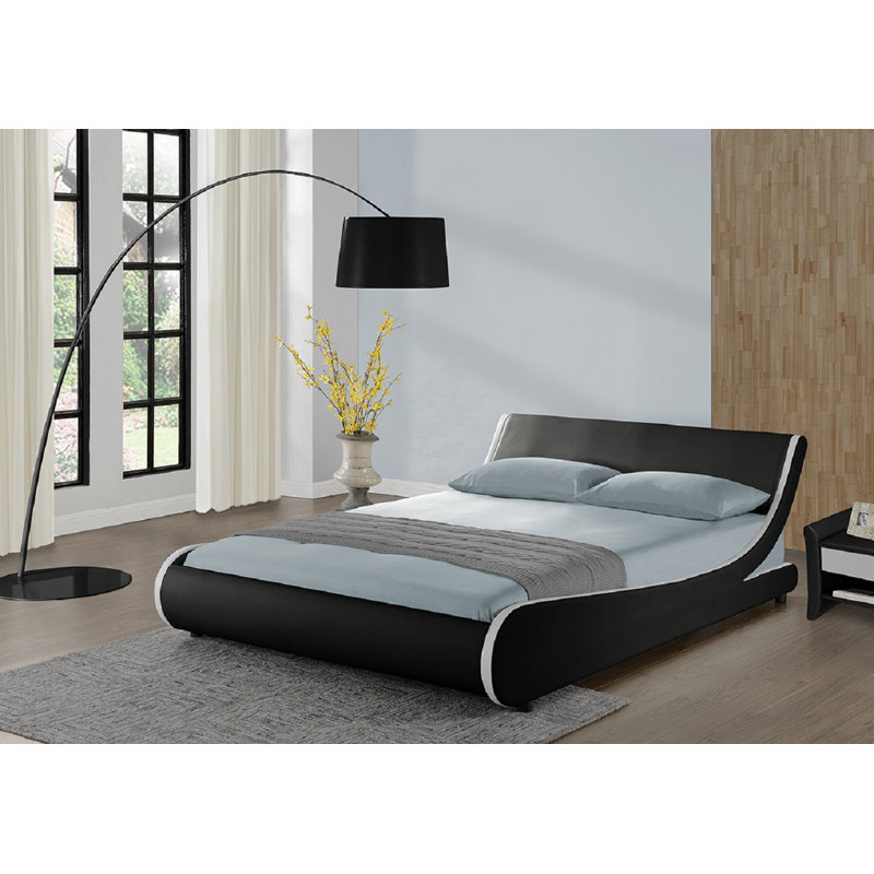 Berne Upholstered Bed, King, Black/White