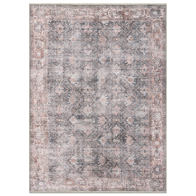 Tapis lavable à la machine d'inspiration rétro, Rectangle 3 pi 4 po x 5 pi