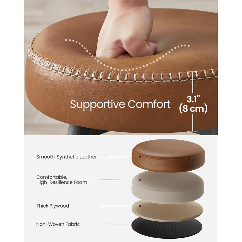 Ide Upholstered Counter Stool with Metal Frame, Caramel Brown, 76.2cm