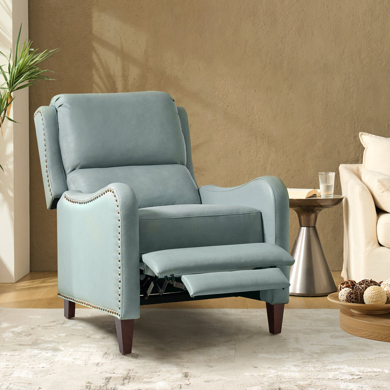 Neliyah 28.75" Wide Genuine Leather Recliner, Gray