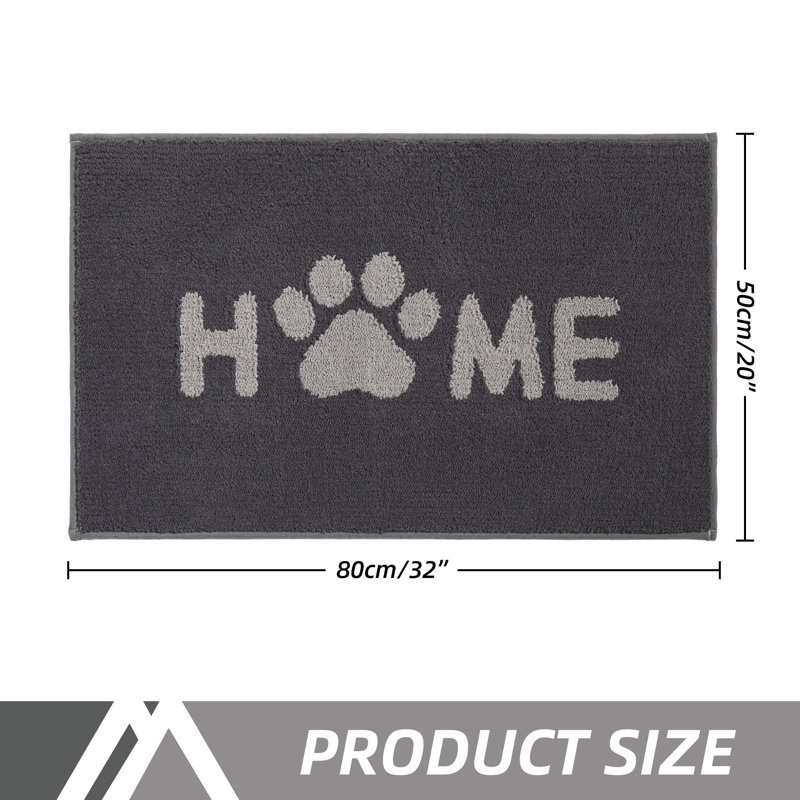 Non-slip Indoor Doormat, 20'' W x 32'' L, Black