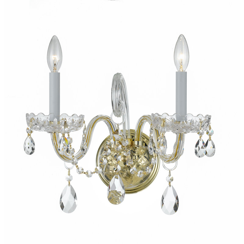 Wehr 2-Light Candle Wall Light, Polished Brass, Majestic Wood Polished