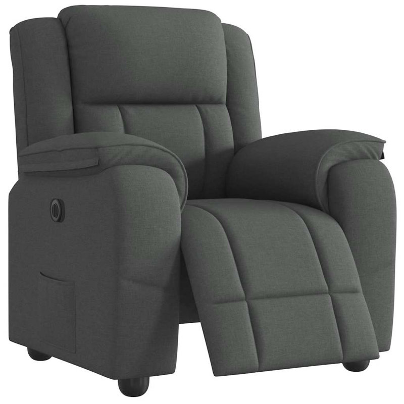 Fauteuil inclinable électrique Vidaxl gris foncé 100% polyester, métal, contreplaqué, Gris foncé, Bouton-poussoir manuel