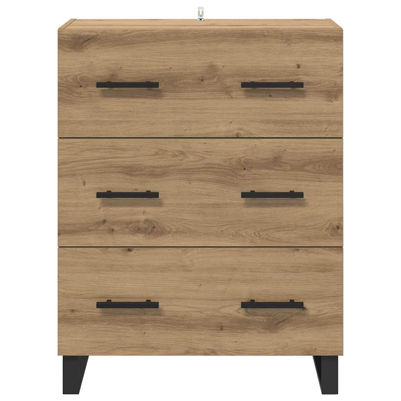  Sideboard Old Wood 69.5 X 34 X 90 Cm Engineered Wood And Iron, Artisan Oak