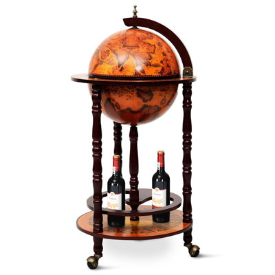 Chareen Floor Wine Bottle & Glass Rack in Brown