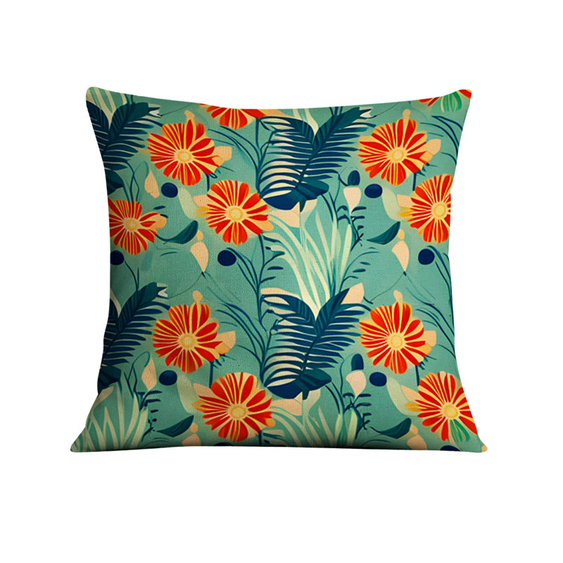 Housse de coussin carré et insert Tropical Foliage and Flowers IV, H 16 po x l 16 po, Polyester, Floral 1