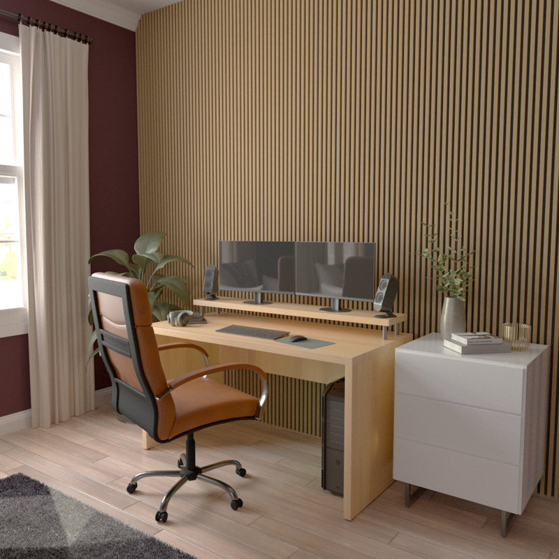 Petit panneau mural AcoustixPro à petites lattes à réduction de bruit 11 3/4 po x H 94 1/2 po (paquet de 2), Tonneau vieilli
