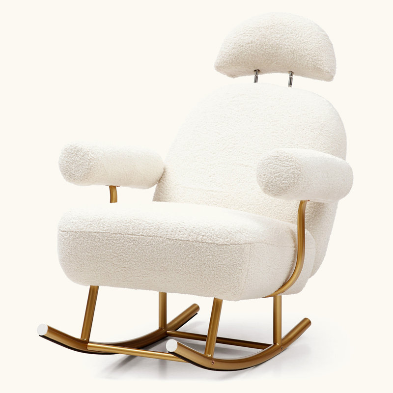 Chaise berçante moderne en tissu Sherpa, Beige