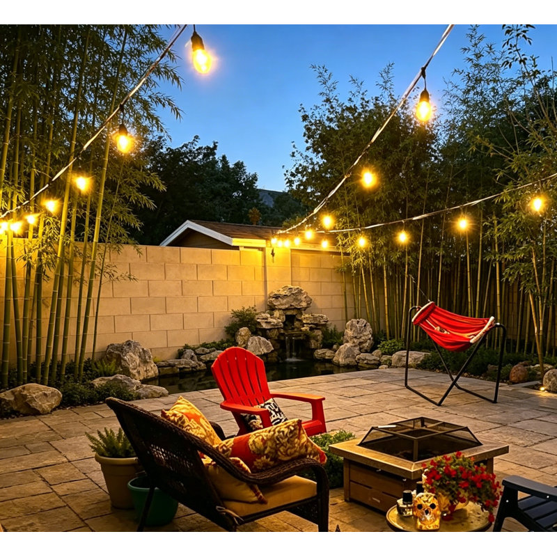 Guirlande d'extérieur avec télécommande et lumières de patio résistantes aux intempéries, 150 pi