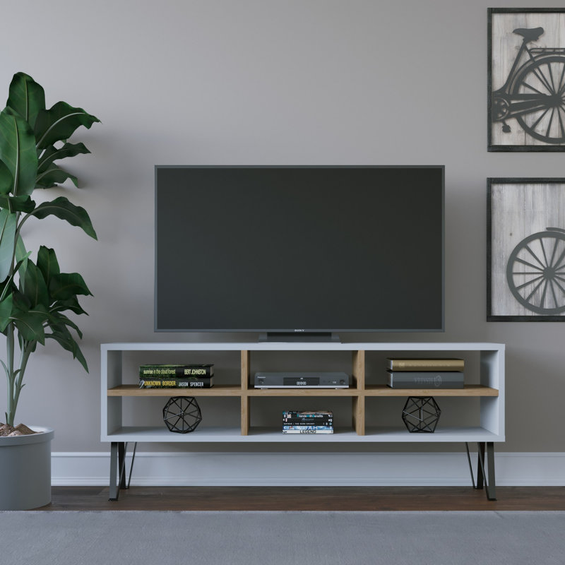 Chaytan TV Stand for TVs up to 50", White/Oak