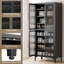 Armoire à chaussures en acier avec 4 portes et 8 tablettes réglables, organisateur de rangement grande capacité avec crochets - H 65 po x l 27,6 po x P 13,8 po, noir / blanc-475303437
