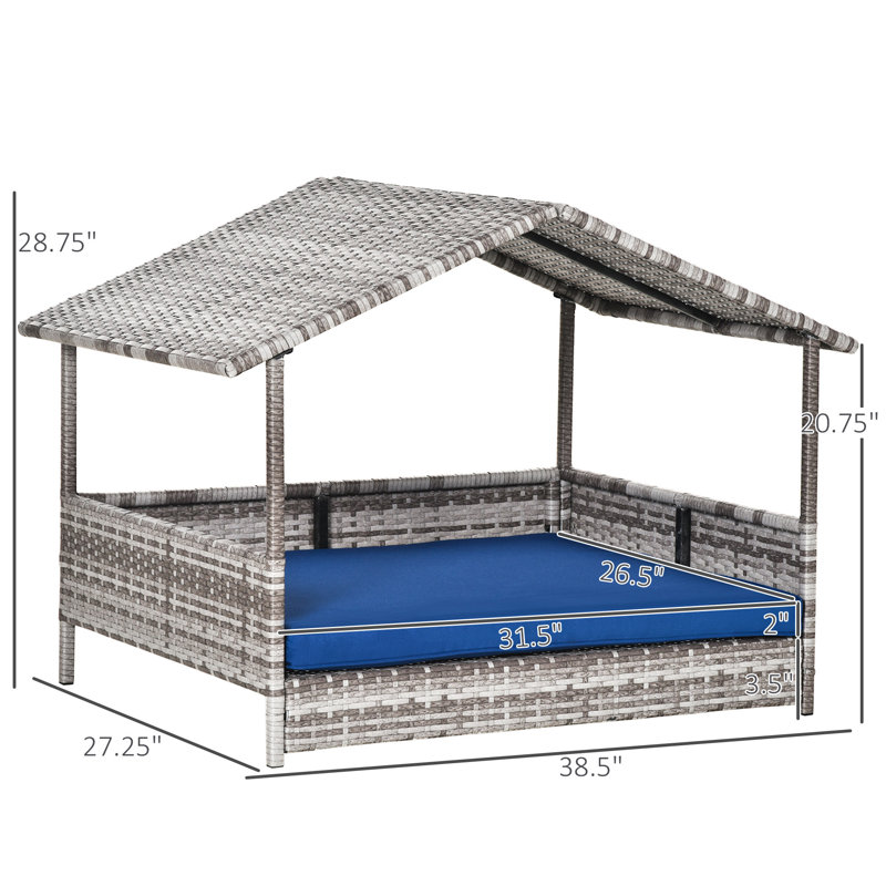Lit surélevé pour animal de compagnie, Bleu foncé/gris