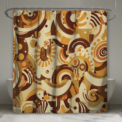 Rideaux de douche abstraits à formes circulaires très longues