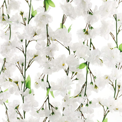 Ensemble de 4 guirlandes de fleurs de cerisier blanches et vertes