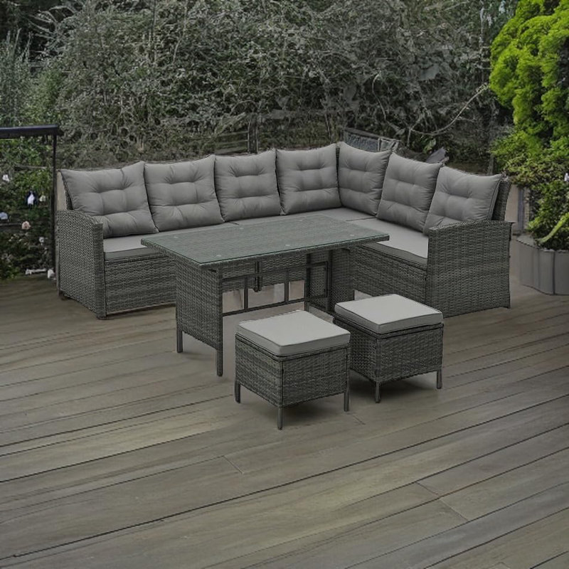 Annaise 8 - Person Garden Lounge Set with Cushions, Grey
