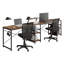 Bureau en L avec tablettes de rangement