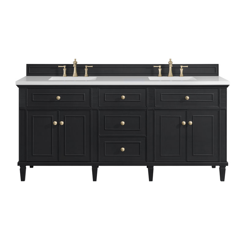 Lorelai 72'' W Double Vanity, Black Onyx, White Zeus, 8" Widespread