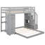 Twin Over Full Bunk Bed With Shelves In Grey - Drawers And Storage Stairs For Efficiency 3-layer Bed, Bedroom Solution