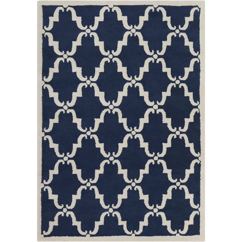 Tapis bleu marine et ivoire Acworth, 7 pi x 10 po