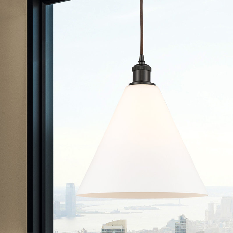 Luminaire suspendu conique à 1 lumière, Bronze huilé