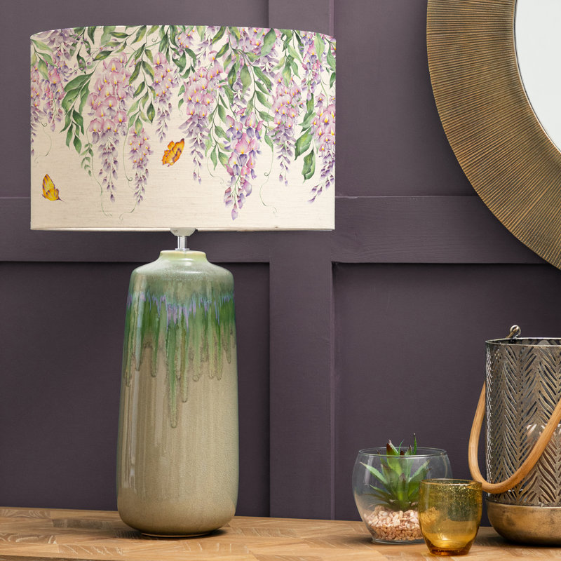 Neo Jade Table Lamp & Mariposa Eva Purple Shade