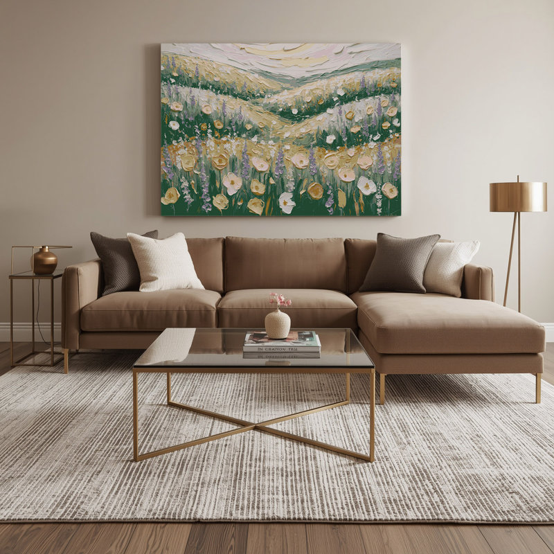 «Farm Spring Flowers», art mural sur toile grise, H 20 po x l 30 po