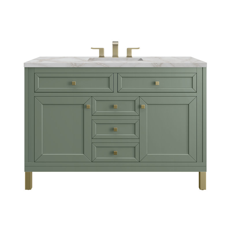 Chicago 48'' W Single Vanity, Smokey Celadon, Victorian Silver