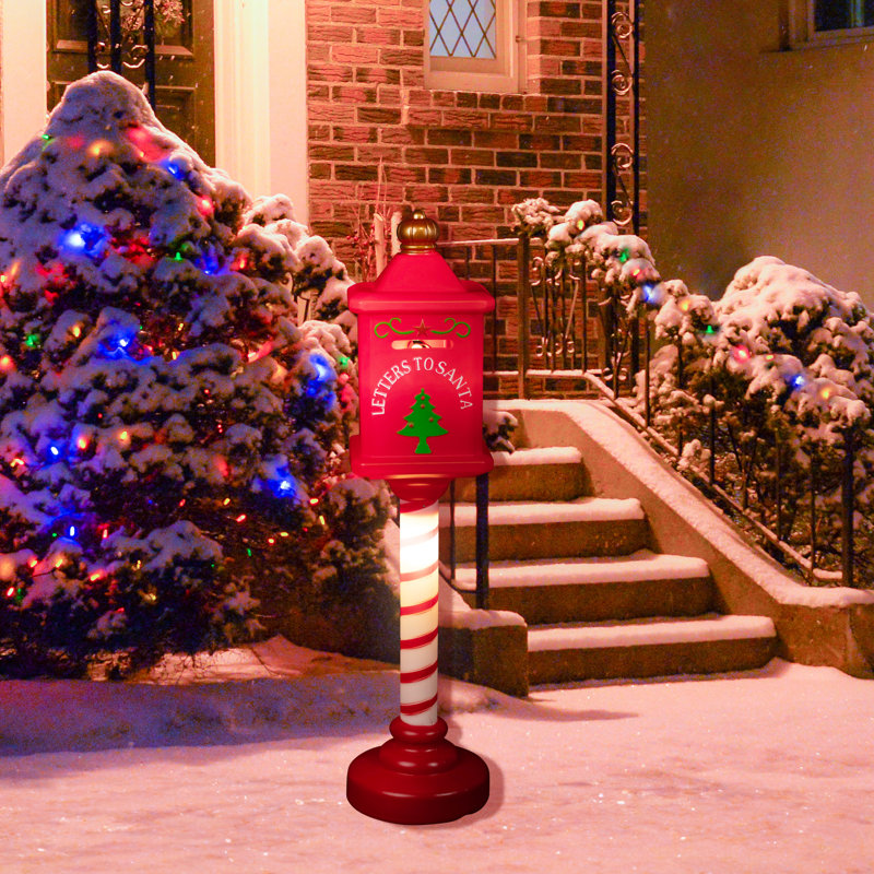 Lighted Letters To Santa Mail Box Blow Mold Outdoor Christmas Decoration - 40.5"