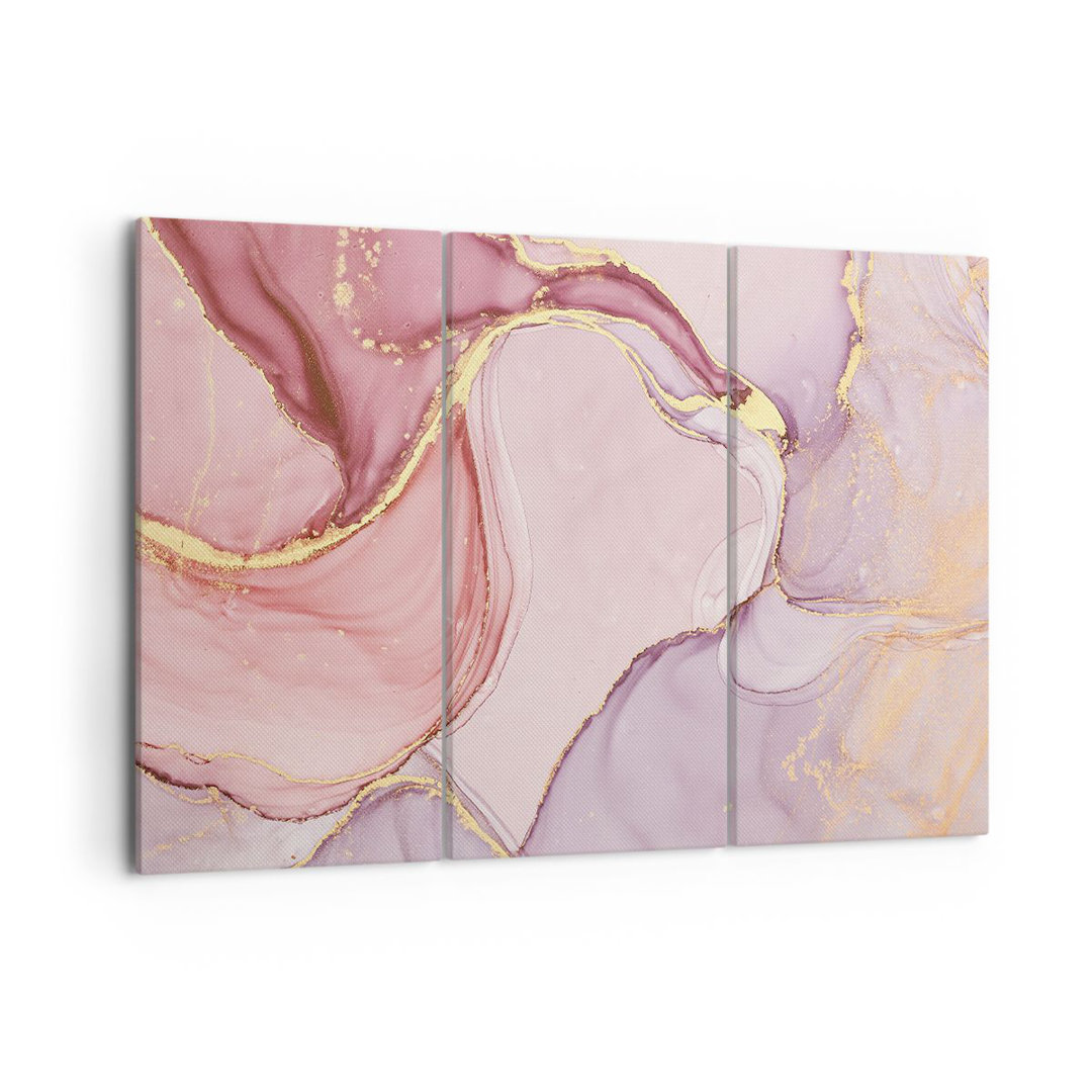 3-tlg. Leinwandbilder-Set Abstraction Marble Pink