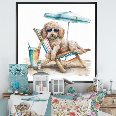 Dog On Chair At The Beach IV - Dog Wall Art