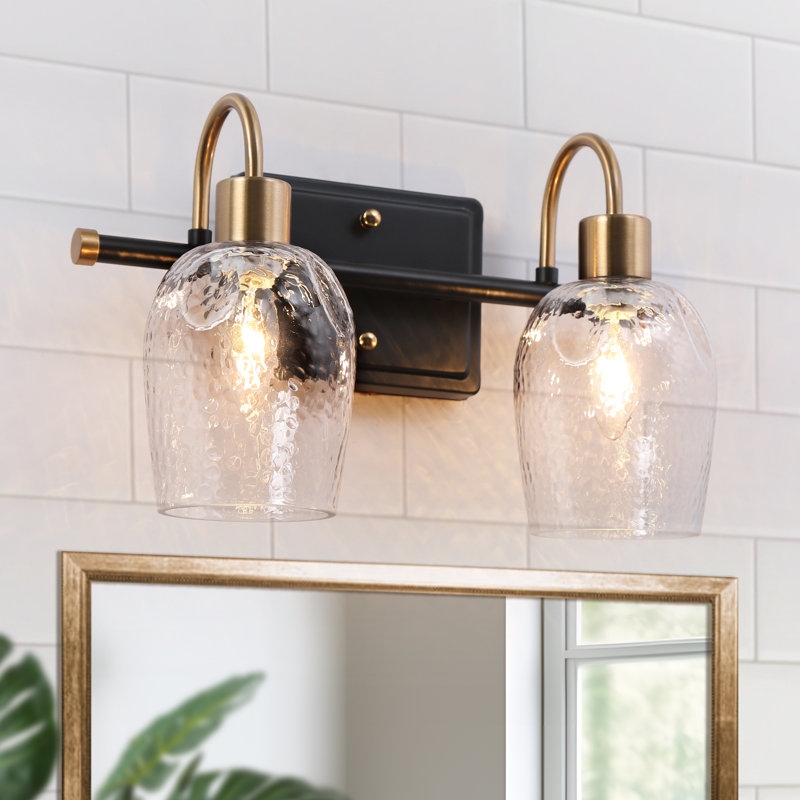 Éclairage pour meuble-lavabo à 2 lumières à intensité variable noir / laiton Aedan
