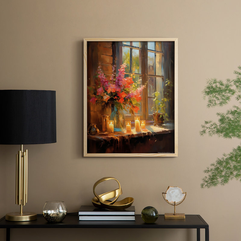 Reproduction encadrée FLORAL Series DCCLXV - bois massif, Naturel, H 21 po x l 17 po