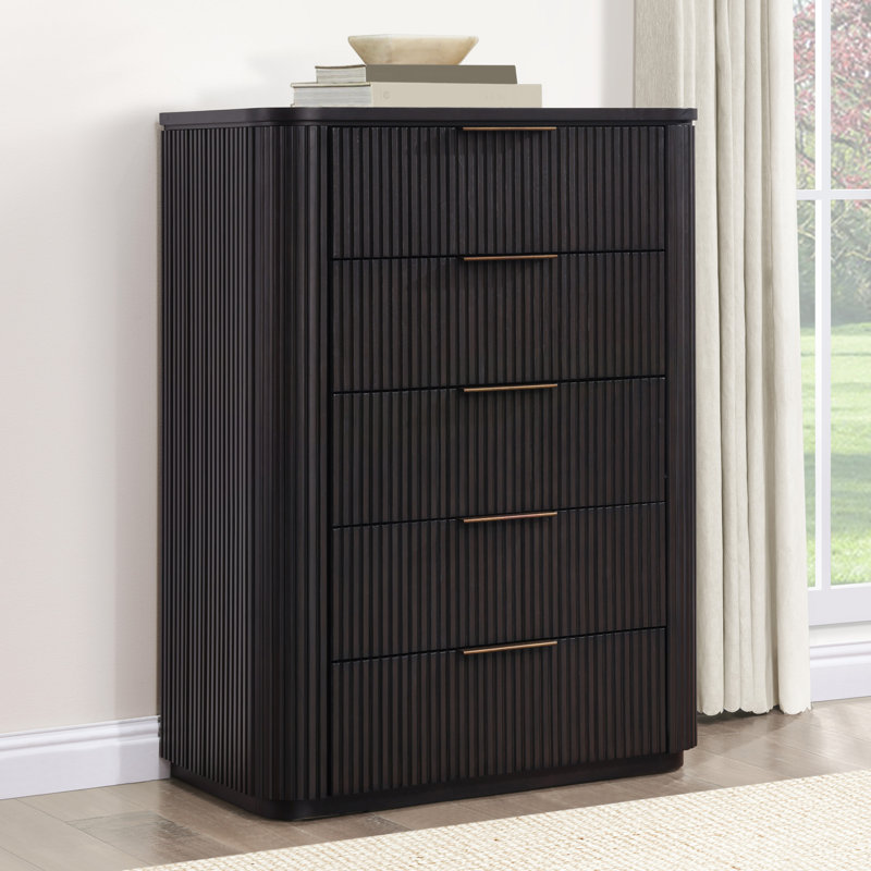 Henry 5-Drawer Reeded Chest, Espresso Brown