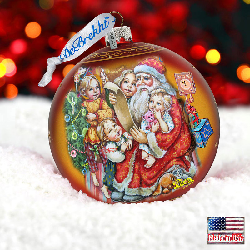 Holiday Splendor 5.5'' Handmade Glass Ball Ornament, Christmas 16, 5.5" H x 5" W x 5" D