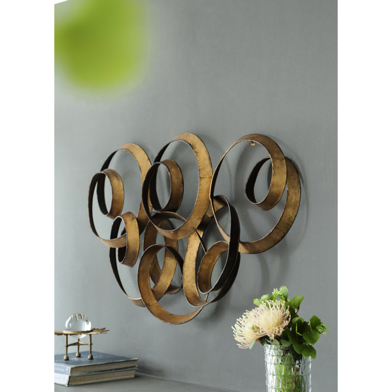 Ensemble de garniture murale en feuille d'or de 38,5 x 22 x 4,2 po, pour bureau de chambre à coucher, formation en métal, méthode d'installation facile, mise en valeur artisanale en fer, article de décoration de bureau, structure solide, à assembler,