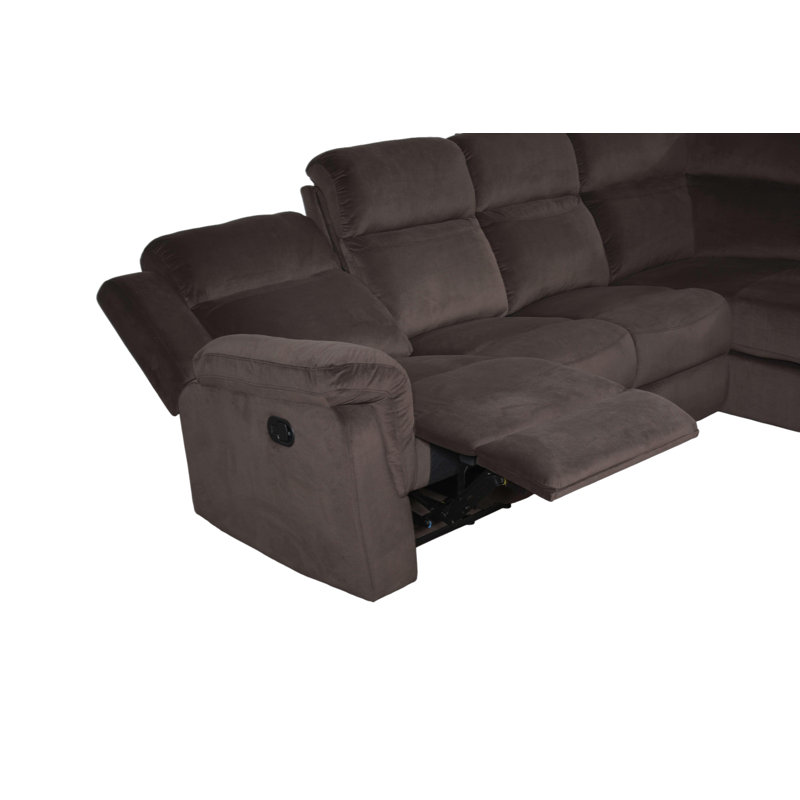 Velvet Reclining L-Shaped Sectional Right Hand Facing, Brown Velvet