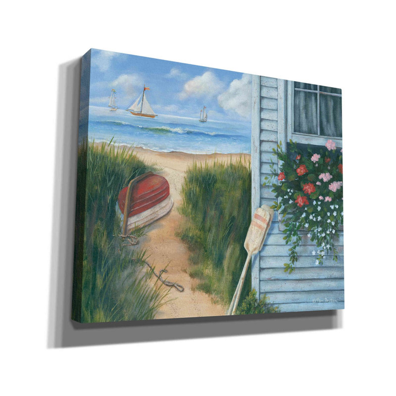 «Beach Cottage I» par Pam Britton, art mural sur toile, H 20 po x l 24 po x P 0,75 po