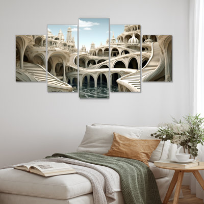 Architectural Dreamscape Surreal Fractal Fantasy V - Surrealism Landscape Multipanel Wall Art Set